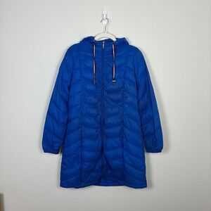 Tommy Hilfiger Long Down Blend Puffer Coat Women's L Quilted Packable Winter